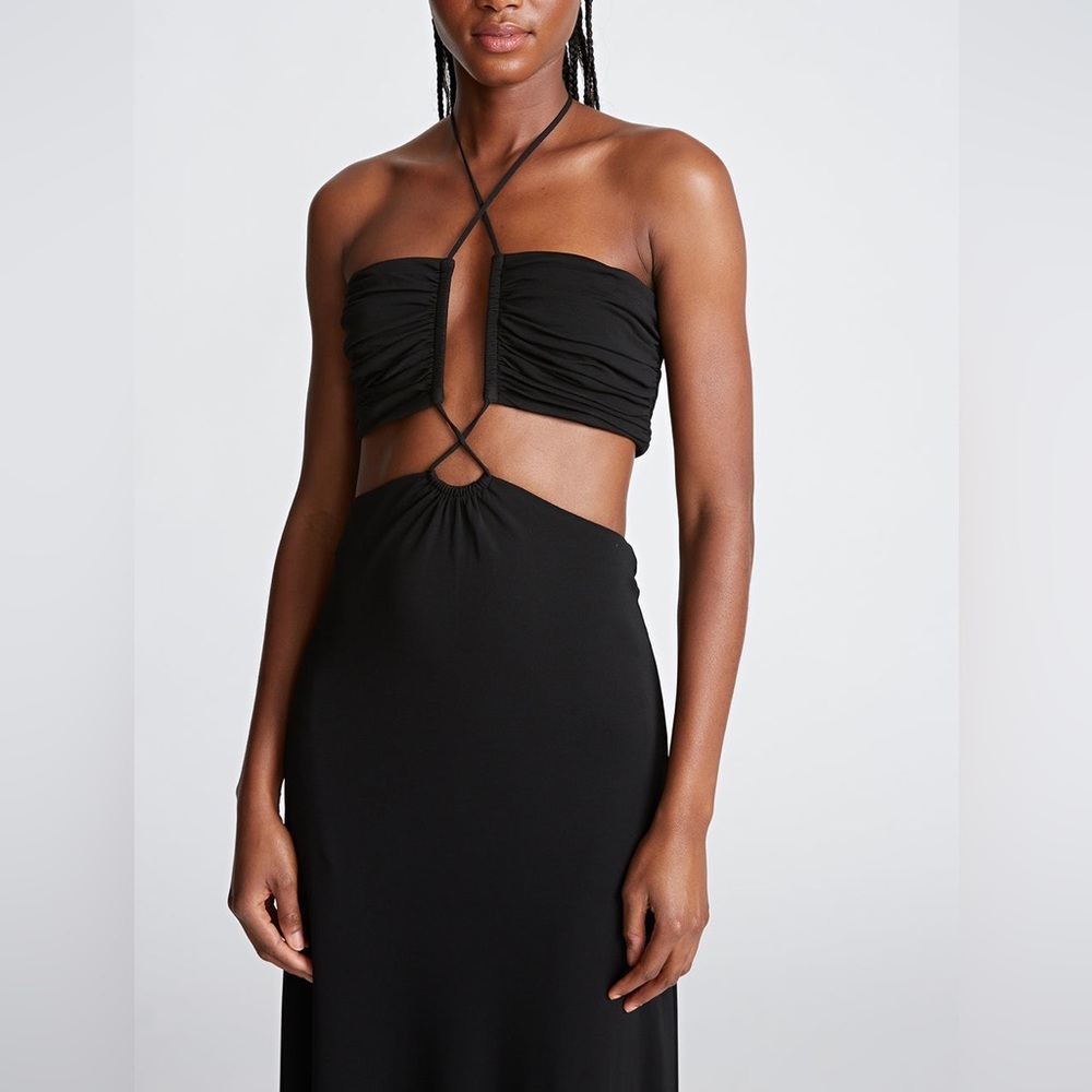 Halston EVA Black GOWN IN MATTE JERSEY Size 14